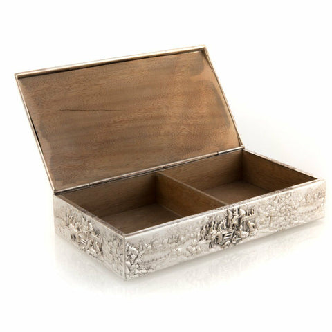 Gorgeous Danish Repousse Figural Cigarette Box,Silver Plate