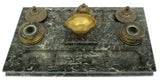 GORGEOUS FRENCH GREEN MARBLE DOUBLE INKSTAND DESK TRAY, 19th century ( 1800s ) - Old Europe Antique Home Furnishings