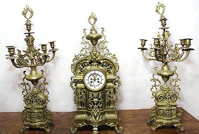 Gorgeous French Louis XV Style Gilt Bronze Clock - Old Europe Antique Home Furnishings