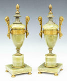 Cassolettes, Gilt Metal, Pair of Neoclassical Style Onyx, Early 1900s, Vintage! - Old Europe Antique Home Furnishings