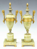 Cassolettes, Gilt Metal, Pair of Neoclassical Style Onyx, Early 1900s, Vintage! - Old Europe Antique Home Furnishings