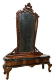 Mirrored Vanity, Venetian, Walnut, Black Glass Top, Amazing Piece !!! - Old Europe Antique Home Furnishings