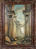 Giant Impressive Greek or Roman Ruins Scene - European School 20th century Giclee - Old Europe Antique Home Furnishings