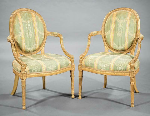 Gorgeous George III -Style Giltwood Fauteuils, Chairs, Vintage / Antique!!! - Old Europe Antique Home Furnishings