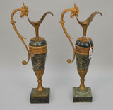 Gorgeous Pair of Marble and Bronze Urns, 17 1/2"h !! - Old Europe Antique Home Furnishings