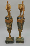 Gorgeous Pair of Marble and Bronze Urns, 17 1/2"h !! - Old Europe Antique Home Furnishings