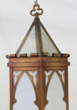 Gothic Style Lantern Chandelier, Copper & Hexagonal Hall, Hanging, Beautiful! - Old Europe Antique Home Furnishings