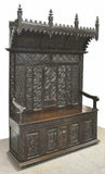 Antique Gothic Bench, Hall, French Revival Ebonized,18th C., ( 1700s ), Gorgeous! - Old Europe Antique Home Furnishings