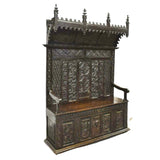 Antique Gothic Bench, Hall, French Revival Ebonized,18th C., ( 1700s ), Gorgeous! - Old Europe Antique Home Furnishings
