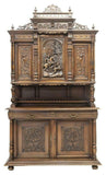 HANDSOME FRENCH WALNUT DEUX CORPS STAG HUNT SIDEBOARD, 19th century (1800's)! - Old Europe Antique Home Furnishings
