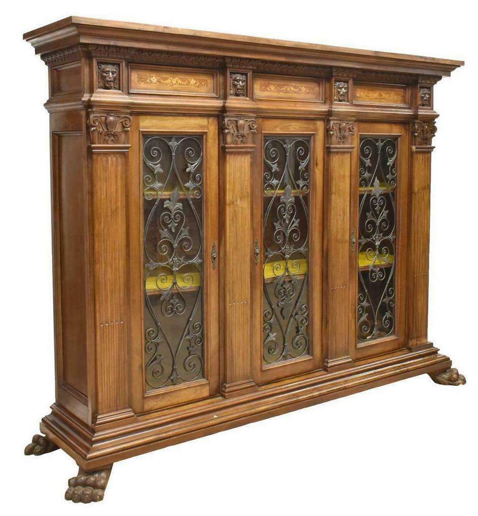 Italian Renaissance Bookcase Handsome Italian Renaissance Revival Carved Walnut Bookcase, Early 20th ...
