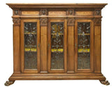 Handsome Italian Renaissance Revival Carved Walnut Bookcase, Early 20th Century - Old Europe Antique Home Furnishings