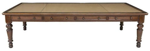 Antique Desk, Partners, Table, Library, English Mahogany, Leather Top, Monumental (1800s)! - Old Europe Antique Home Furnishings