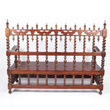 Hall Bench, American Renaissance Revival, Oak, Carved, Red, Vintage / Antique!! - Old Europe Antique Home Furnishings