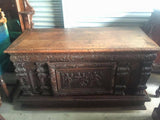 Antique Chest, Heavily Hand, Carved European, 16th / 17th Century, Handsome!! - Old Europe Antique Home Furnishings