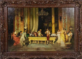 Handsome Billiards game, Giclee print with hand finishing. Signed illegibly (l.l.) Framed!! - Old Europe Antique Home Furnishings