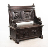 Italian Carved Figural Hall Bench,  Gorgeous Entry Piece! - Old Europe Antique Home Furnishings