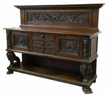 Antique Sideboard Display, Italian Renaissance, Figural Carved, Early 1900's! - Old Europe Antique Home Furnishings