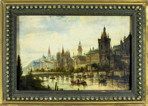 Oil Painting Karl Kaufmann, "Cityscape", (Germany,Austria,1843-1905), Vintage!! - Old Europe Antique Home Furnishings