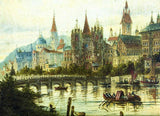 Oil Painting Karl Kaufmann, "Cityscape", (Germany,Austria,1843-1905), Vintage!! - Old Europe Antique Home Furnishings