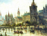 Oil Painting Karl Kaufmann, "Cityscape", (Germany,Austria,1843-1905), Vintage!! - Old Europe Antique Home Furnishings