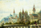 Oil Painting Karl Kaufmann, "Cityscape", (Germany,Austria,1843-1905), Vintage!! - Old Europe Antique Home Furnishings