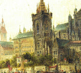 Oil Painting Karl Kaufmann, "Cityscape", (Germany,Austria,1843-1905), Vintage!! - Old Europe Antique Home Furnishings