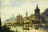 Oil Painting Karl Kaufmann, "Cityscape", (Germany,Austria,1843-1905), Vintage!! - Old Europe Antique Home Furnishings