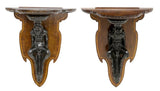 LOVELY TWO FIGURAL CARVED WALL BRACKETS ITALY, 19th Century ( 1800s )!!! - Old Europe Antique Home Furnishings