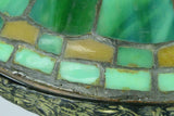 Lamp, Tiffany, Slag Glass, Green Molten Art Deco Bronze, 1920's Lovely Vintage - Old Europe Antique Home Furnishings