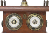 Lamp, Table, Mahogany-Cased Weather Station, Barometer Gauge, Vintage / Antique - Old Europe Antique Home Furnishings