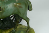 Lamp, Tiffany, Slag Glass, Green Molten Art Deco Bronze, 1920's Lovely Vintage - Old Europe Antique Home Furnishings