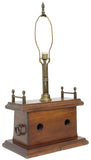 Lamp, Table, Mahogany-Cased Weather Station, Barometer Gauge, Vintage / Antique - Old Europe Antique Home Furnishings