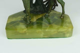 Lamp, Tiffany, Slag Glass, Green Molten Art Deco Bronze, 1920's Lovely Vintage - Old Europe Antique Home Furnishings