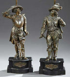 Lamps, Pair, Spelter Figures, Large Copper Plated, Late 19th C., 1800's, Classy! - Old Europe Antique Home Furnishings