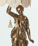 Gorgeous Large figural lamp of a Greek Maiden. Gold painted composition. - Old Europe Antique Home Furnishings