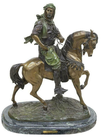 Large Orientalist Bronze Figural, "Arab on Horse", after Antoine-Louis Barye!! - Old Europe Antique Home Furnishings