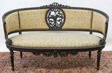 Antique Salon Set, Settee, 6 Chairs, Louis XVI Style, 1800's, Gorgeous Set!! - Old Europe Antique Home Furnishings