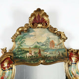 Mirror, Italian Baroque Venetian Style Painted Mirror, Vintage - Old Europe Antique Home Furnishings