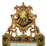 Antique Mirror, Gilt, Venetian Painted,  Courtship Scene,  19-20th C.!! - Old Europe Antique Home Furnishings