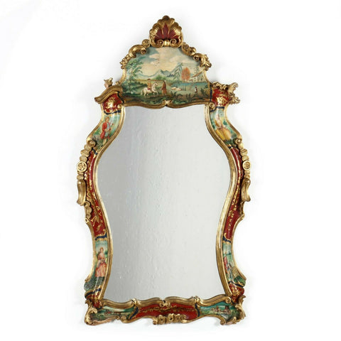 Mirror, Italian Baroque Venetian Style Painted Mirror, Vintage - Old Europe Antique Home Furnishings