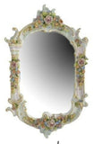 Mirror, Porcelain Framed, German Dresden Style, With Applied Flowers, Gorgeous! - Old Europe Antique Home Furnishings