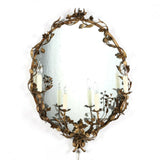 Mirror, Vintage Gilt or Sconce, Oval Gilt Tole Lighted Mirror, Gorgeous!! - Old Europe Antique Home Furnishings