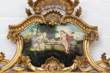 Mirrors, Venetian Painted Carved Wood, Pair, Giltwood Frames, H 35", Vintage!! - Old Europe Antique Home Furnishings