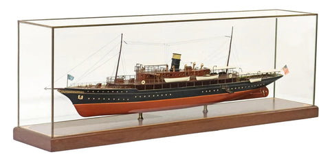 Model Ship, Large Glazed Case, U.S. Steam Yacht, Inlaid