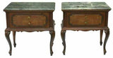Night Stands, Two, Italian Mahogany Green Marble-Top Bedside Cabinets, 1900's!! - Old Europe Antique Home Furnishings