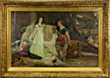 Antique Painting, Monumental Nordic Scene 1800s, Victorian Romantic, 68 x 50! - Old Europe Antique Home Furnishings