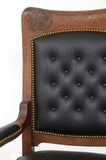 Handsome Oak and Leather Office Chair, early 1900s!! - Old Europe Antique Home Furnishings