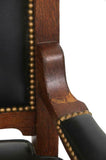 Handsome Oak and Leather Office Chair, early 1900s!! - Old Europe Antique Home Furnishings