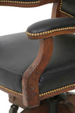 Handsome Oak and Leather Office Chair, early 1900s!! - Old Europe Antique Home Furnishings